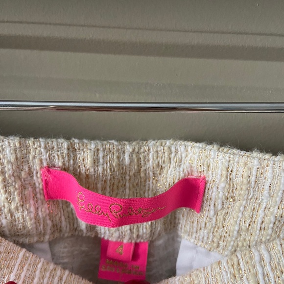 Lilly Pulitzer tan+white+gold thread buttercup shorts - Picture 2 of 2